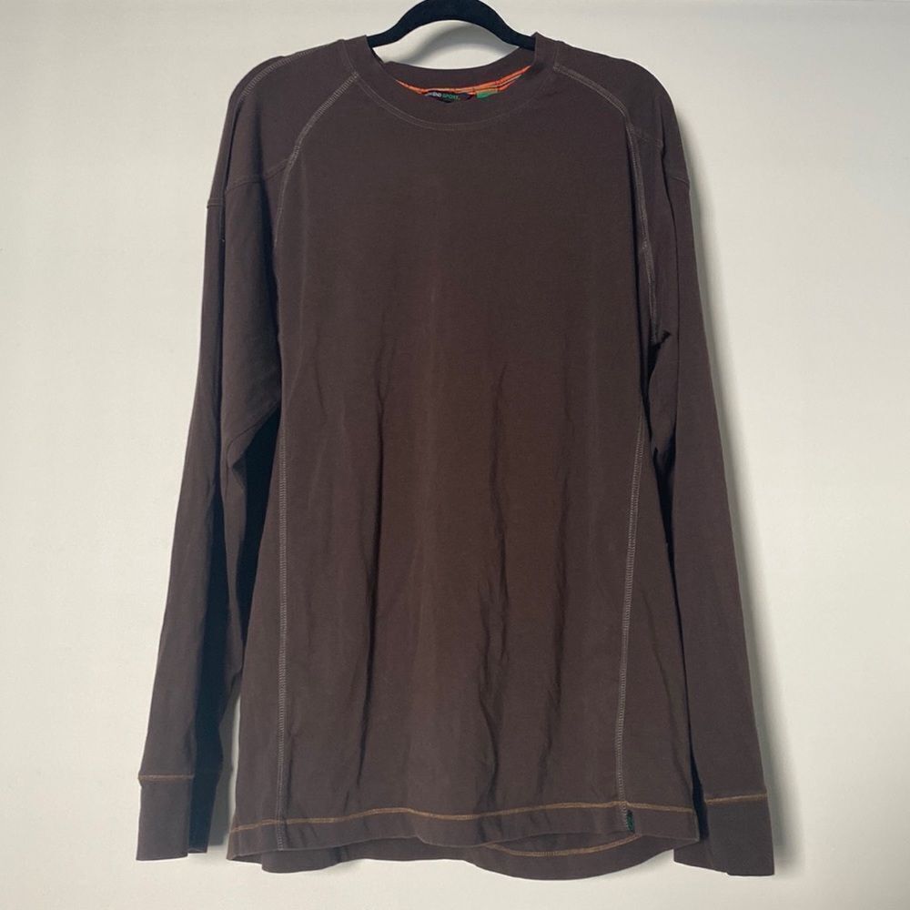 NORTH END SPORT Long Sleeve Organic Cotton Athletic Top - Brown XL